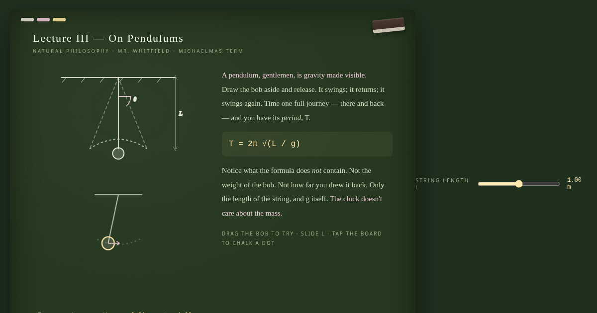 LECTURE 3 — on pendulums